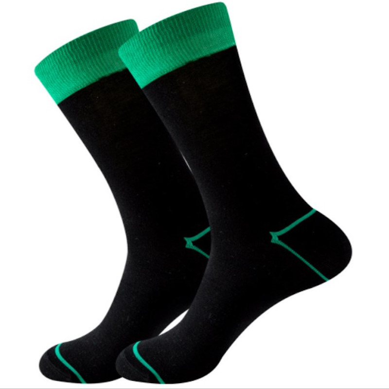 Unisex EU 38-46 Anti-Odor Black Socks Colorful Cuffs Premium Bamboo Crew Socks Super Soft 6 Pairs
